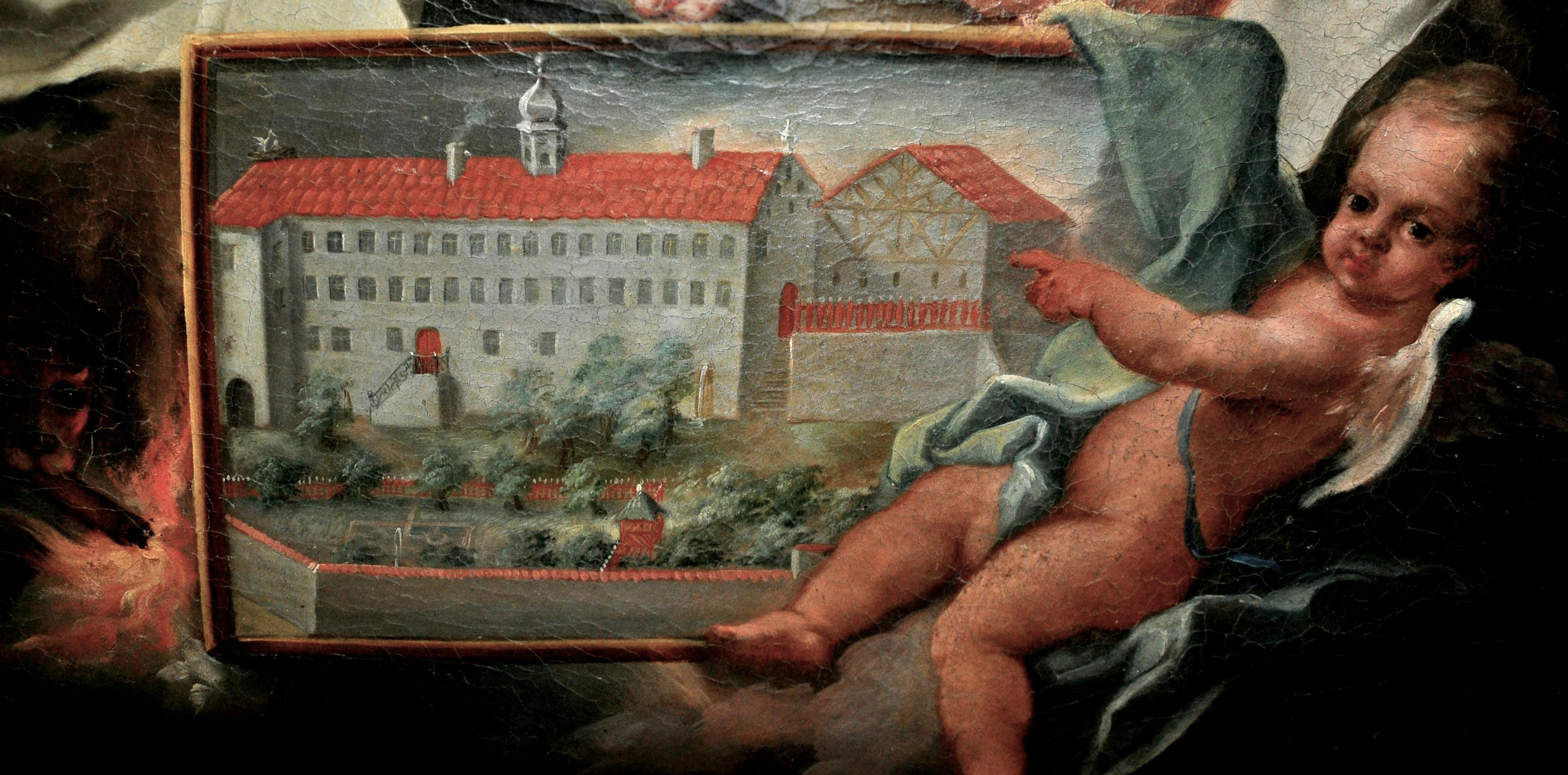 Kloster Binsdorf - Altes Bild mit Engel und Kloster